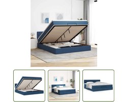 vidaXL Boxspringbed - Ottoman Bed - Ottoman bed met matras 160x200cm stof blauw - Tweepersoonsbed - Slaapcomfort - Opbergruimte