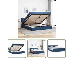 vidaXL Boxspringbed - Ottoman Bed - Ottoman bed met matras 160x200cm stof blauw - Tweepersoonsbed - Stapelbaar Bed - Bed Met Opbergruimte