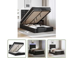 vidaXL Boxspringbed - Ottoman Bed - Ottoman bed met matras en LED's 120x190 cm kunstleer zwart - Slaapcomfort - Led Verlichting - Opbergruimte