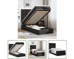 vidaXL Boxspringbed - Ottomantisch Bed - Ottomaanse bed met matras 100x200cm kunstleer zwart - Slaapbank - Opslagbed - Lederen Bed