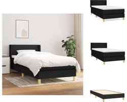 vidaXL Boxspringbed - Pocketvering Matras - Middelharde Ondersteuning - Huidvriendelijk Topmatras - Zwart - 203 x 93 x 78/88 cm - vidaXL - Bed