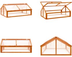 vidaXL Broeikas 114x80x50 cm vurenhout bruin - Tuinkas - Tuinkassen - Kas - Kassen