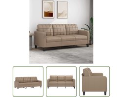 vidaXL Bruine Bank - 3 Zits Bank - Driezitsbank 180 cm kunstleer cappuccinokleurig - Lederlook Bank - Lounge Bank - Banks Kopen