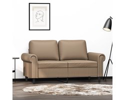 vidaXL Bruine Bank - Tweezitsbank - Tweezitsbank 120 cm kunstleer cappuccinokleurig - Kapstok - Salontafel - Kunstleder Sofa