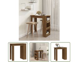 vidaXL Bruine Eiken Meubilair - Bartafel - Bartafel met opbergrek 102x50x103,5 cm bewerkt hout bruin eiken - Salontafel - Houten Bartafel - Compact Tafeltje