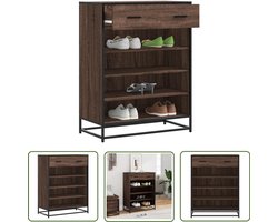 vidaXL Bruine Eiken - Schoenenkast - Schoenenkast 75x38x97,5 cm bewerkt hout en metaal bruin eiken - Houten Schoenenkast - Schoenenopbergers - Entree Kast