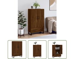 vidaXL Bruine Kast - Hoge Kast - Hoge kast 69,5x31x115 cm bewerkt hout bruin eikenkleur - Houten Kast - Vintage Kast - Opbergkast