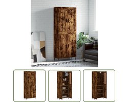 vidaXL Bruine Kast - Hoge Kast - Hoge kast 69,5x34x180 cm bewerkt hout gerookt eikenkleurig - Houten Kast - Eiken Kast - Opslagoplossing