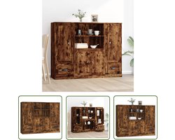 vidaXL Bruine Kasten - Hoge Kasten - Hoge kasten 3 st bewerkt hout gerookt eikenkleurig - Houten Kasten - Bewerkt Hout - Opslagkasten