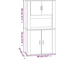 vidaXL Buffetkast: Buffetkasten - Dressoir - Kast - Buffetkast - Hoge kast bewerkt hout sonoma eikenkleurig