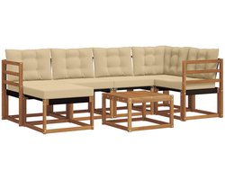 vidaXL - Buiten - bank - set - 7 - st - Natuurlijk - en - Beige