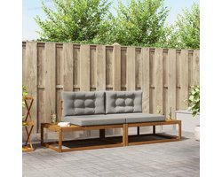 vidaXL - Buiten - bank - set - met - kussen - 2 - Stuk - Natuurlijk - en - Licht - Grijs