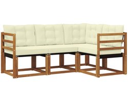 vidaXL - Buiten - bank - set - met - kussen - 4 - pcs - Natuurlijk - en - Crème