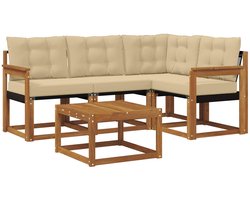 vidaXL - Buiten - bank - set - met - kussen - 5 - pcs - Natuurlijk - en - Beige