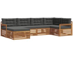 vidaXL - Buiten - bank - set - met - kussen - 6 - pcs - Natuurlijk - en - Antraciet