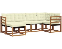 vidaXL - Buiten - bank - set - met - kussen - 6 - pcs - Natuurlijk - en - Crème