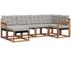 vidaXL - Buiten - bank - set - met - kussen - 6 - pcs - Natuurlijk - en - Licht - Grijs