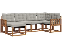 vidaXL - Buiten - bank - set - met - kussen - 6 - pcs - Natuurlijk - en - Licht - Grijs