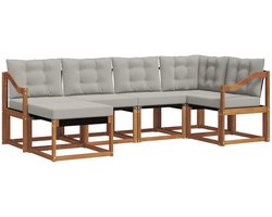 vidaXL - Buiten - bank - set - met - kussen - 6 - pcs - Natuurlijk - en - Licht - Grijs