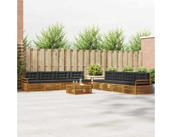vidaXL - Buiten - bank - set - met - kussen - 9 - pcs - Natuurlijk - en - Antraciet