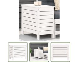 vidaXL Buiten Bank - Tuin Bank - Tuinvoetenbank 62x31,5x52 cm massief grenenhout wit - Voetenbank - Grenenhout Bank - Witte Bank