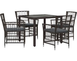 vidaXL - Buiten - Eettafel - Set - 5 - st - Zwart - poly - rattan