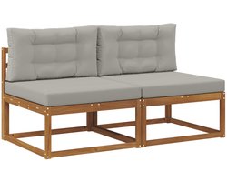vidaXL - Buiten - Midden - Sofa - 2 - Stuk - Naturel - Massief - Acacia - Hout