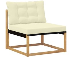 vidaXL - Buiten - Midden - Sofa - Massief - Acacia - Hout - Whitewash - en - crème