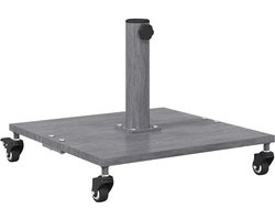 vidaXL - Buiten - Parasolvoet - Donker - grijze - houtlook - 45 - x - 45 - x - 31 - cm - Staal