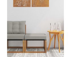 vidaXL - Buiten - Voetenbank - Massief - acaciahout - en - Textilene-stof - Naturel