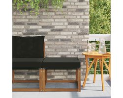 vidaXL - Buiten - Voetenbank - Massief - acaciahout - en - Textilene-stof - Naturel