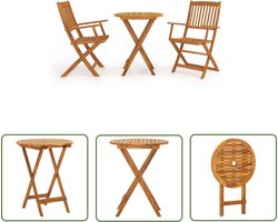 vidaXL Buitendecoratie - Bistroset - 3-delige Bistroset inklapbaar massief acaciahout - Eetkamerset - Acacia Hout - Teak Hout