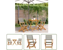 vidaXL Buitendecoratie - Bistroset - 3-delige Bistroset poly rattan en massief hout grijs - Tuinmeubel - Acaciahout - Ratan