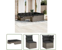 vidaXL Buitendecoratie - Loungeset - 11-delige Loungeset met kussens poly rattan grijs - Loungehoek - Tuinstoel - Tuinset