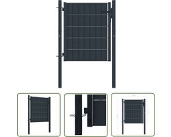 vidaXL Buitendecoratie - Tuinpoort - Poort 100x81 cm PVC en staal antracietkleurig - Entreedeur - Metalen Poort - Pvc Poort