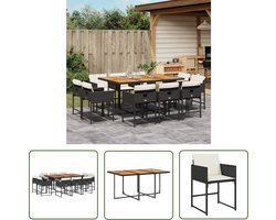 vidaXL Buitendecoratie - Tuinset - 11-delige Tuinset met kussens poly rattan zwart - Lounge Set - Patio Furniture - Garden Chairs