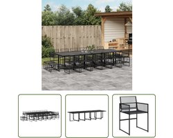 vidaXL Buitendecoratie - Tuinset - 17-delige Tuinset poly rattan zwart - Lounge Set - Patio Furniture - Zwarte Tuinbank