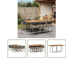 vidaXL Buitendecoratie - Tuinset - 7-delige Tuinset met kussens poly rattan grijs - Lounge Set - Patio Furniture - Outdoor Dining Set