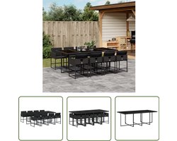 vidaXL Buitendecoratie - Tuinset - 9-delige Tuinset poly rattan zwart - Lounge Set - Patio Furniture - Outdoor Dining Set
