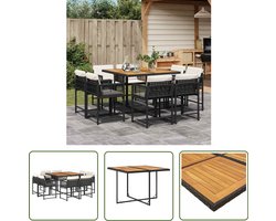 vidaXL Buitendecoratie - Tuinset - 9-delige Tuinset poly rattan zwart - Lounge Set - Patio Furniture - Outdoor Dining Set
