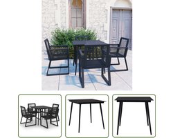 vidaXL Buitendecoratie - Tuinsets - 5-delige Tuinset PVC-rattan zwart - Eetgroep - Pvc Rattan - Zwarte Tuinbank