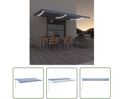 vidaXL Buitendekking - Zonnedek - Luifel automatisch met LED en windsensor 600x300 cm blauw wit - Terrasoverkapping - Patiodoek - Parasol