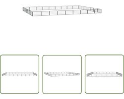 vidaXL Buitenkennel - Hondenenkel - Hondenkennel 32 panelen 100x50 cm gepoedercoat staal zwart - Hondenverblijf - Hondenhok - Veiligheidshek
