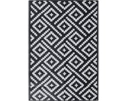 vidaXL - Buitenkleed - 140x200 - cm - polypropeen - wit - en - zwart