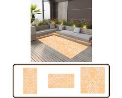 vidaXL Buitenkleed 160x230 cm - Oranje & Wit Tuintapijt - Outdoor Tapijt - Terras Tapijt - Patio Tapijt - Oranjekleurig Tapijt