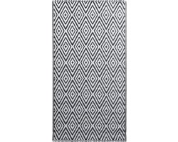 vidaXL Buitenkleed 160x230 cm - Wit en Zwart Tuintapijt - Buitentapijt - Patio Tapijt - Terrasdecoratie - Outdoor Vloerbedekking