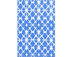 vidaXL - Buitenkleed - ARAKIL - 80x150 - cm - PP - blauw - en - wit