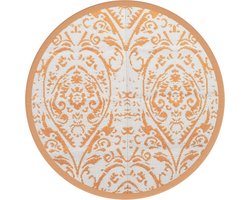 vidaXL - Buitenkleed - ARAKIL - Ø120 - cm - polypropeen - oranje - en - wit
