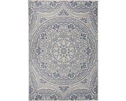 vidaXL - Buitenkleed - met - patroon - platgeweven - 160x230 - cm - blauw