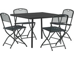 vidaXL - Buitenmeubels - set - 5 - pcs - Antracietkleurig - Ijzer - en - Staal